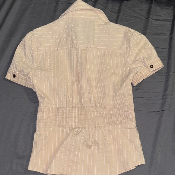 Bebe Beige Striped Button-Up Shirt - Picture 6 of 9